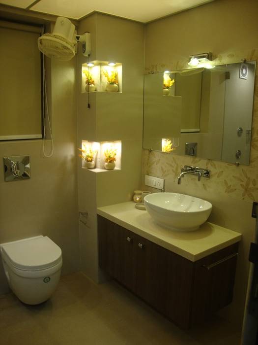 Bathroom, Takeaway Interiors Takeaway Interiors Modern bathroom Mirror,Plumbing fixture,Sink,Tap,Bathroom sink,Bathroom,Purple,Fixture,Bathroom cabinet,Architecture