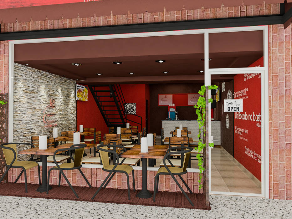 Diseño Restaurant Bocados Burger & Grill, Sixty9 3D Design Sixty9 3D Design مساحات تجارية مطاعم