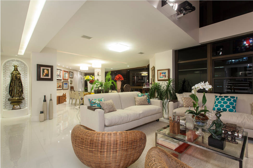 Decoração de Apartamento | Jardim de Verssailles | Salvador-Ba, Maria Julia Faria Arquitetura e Interior Design Maria Julia Faria Arquitetura e Interior Design Livings de estilo moderno