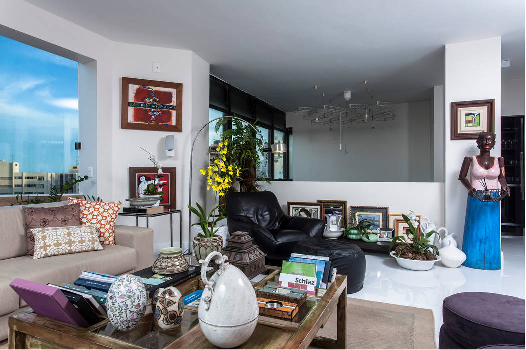 Decoração de Apartamento | Jardim de Verssailles | Salvador-Ba, Maria Julia Faria Arquitetura e Interior Design Maria Julia Faria Arquitetura e Interior Design Salas multimídia modernas