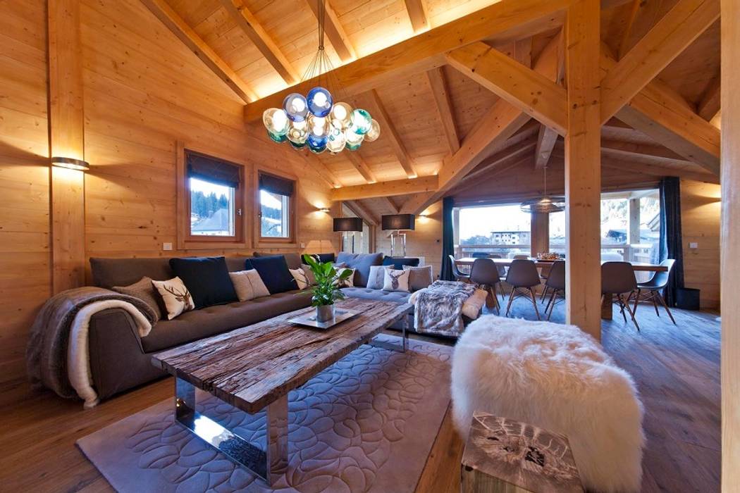 Ski Chalet Living Room 2 David Village Lighting 现代客厅設計點子、靈感 & 圖片 照明