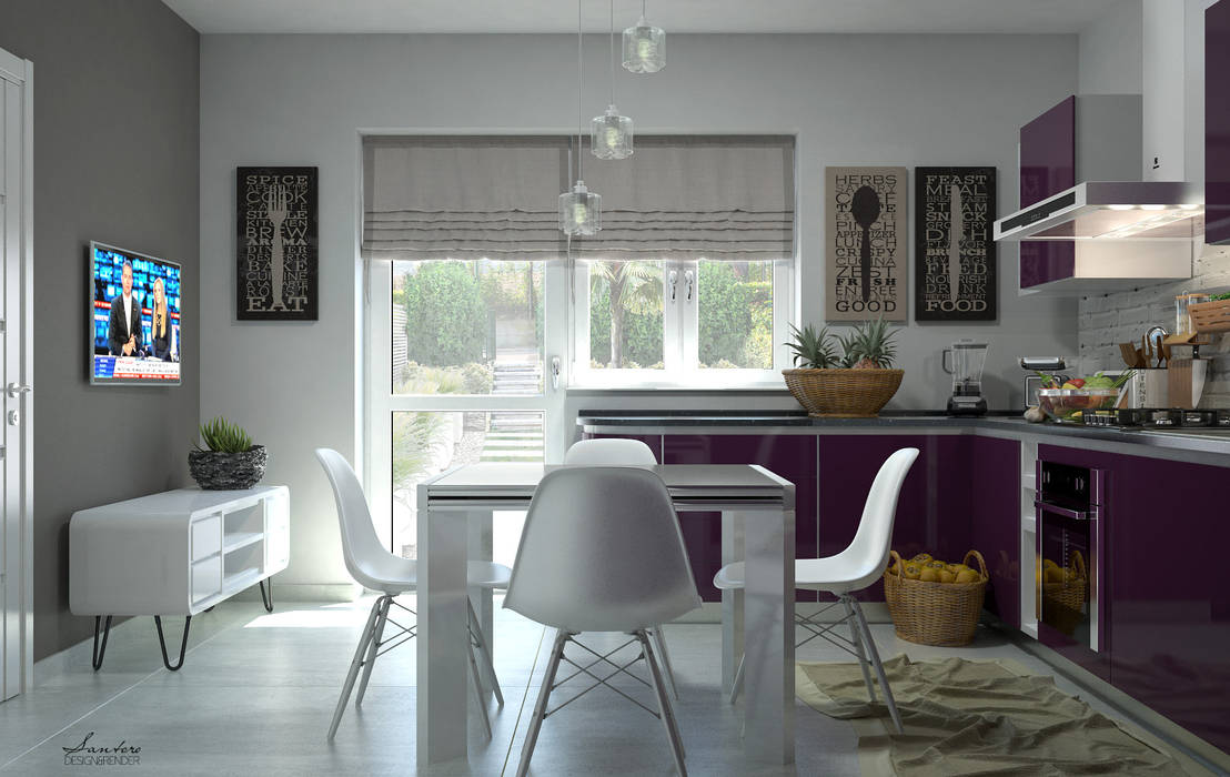 Interior design e progettazione spazi cucina e zona soggiorno, Capo d’Orlando (ME)., Santoro Design Render Santoro Design Render Cocinas modernas: Ideas, imágenes y decoración