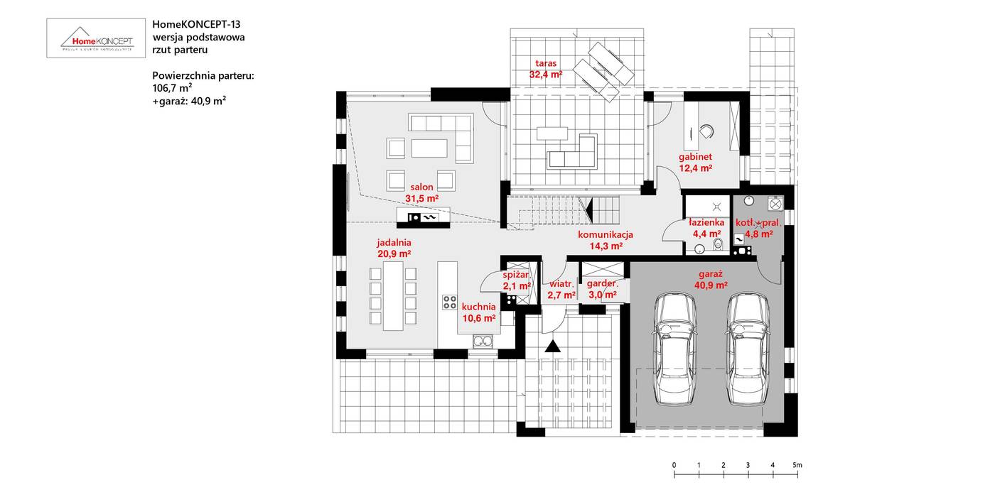 Projekt domu HomeKONCEPT 13 ENERGO homify HomeKONCEPT, Projekty Domów Nowoczesnych