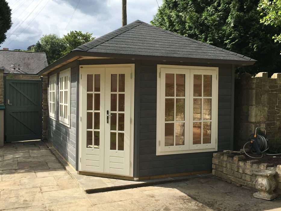 Garden Writing Studio Garden Affairs Ltd Classic style garden Wood Wood effect garden room,studio,garden office,summerhouse,writing studio,grey,wooden