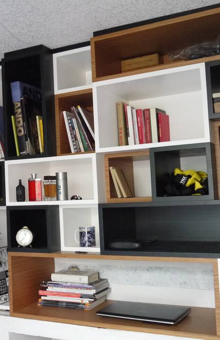 Armario "Pejel" (Iconografía Maya) + Librero "Padme", Eidética Eidética Modern Study Room and Home Office Cupboards & shelving