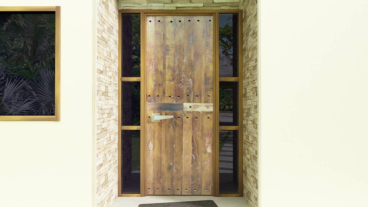 Puerta de acceso Ignisterra S.A. Puertas y ventanas rústicas Madera Acabado en madera