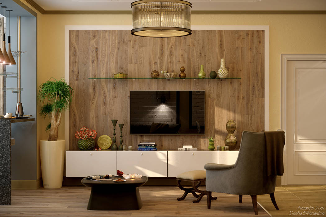 Дизайн кухни - гостиной в стиле фьюжн в ЖК "Каскад", Студия интерьерного дизайна happy.design Студия интерьерного дизайна happy.design Living room