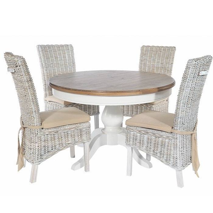 Savannah reclaimed wood round dining set with rattan chairs | homify