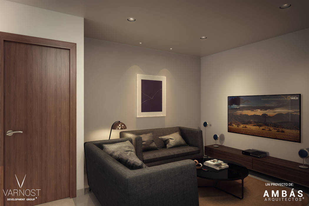 Sala de tv de ambás arquitectos moderno | homify