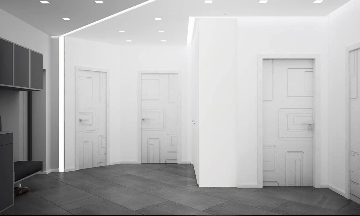 Холл "welcome", СТУДИЯ "ДА" ДАРЬИ АРХИПОВОЙ СТУДИЯ 'ДА' ДАРЬИ АРХИПОВОЙ Modern style bathrooms Aluminium/Zinc
