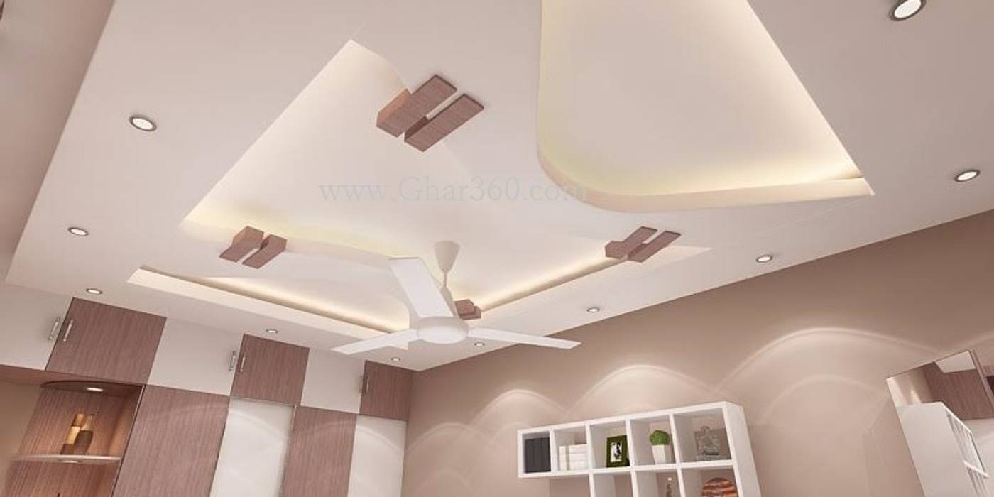 Curve False Ceiling Ghar360 Modern style bedroom false ceiling,Accessories & decoration