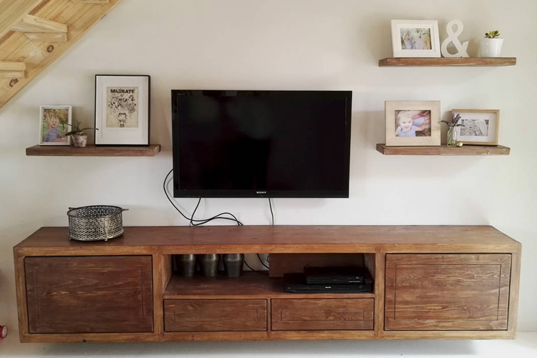 Floating reclaimed pine tv unit homify