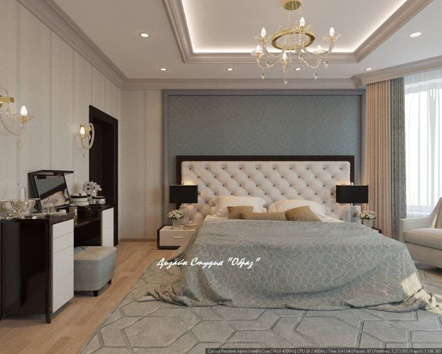 Элегантная спальня в светлых тонах, Дизайн Студия "Образ" Дизайн Студия 'Образ' Спальня в классическом стиле Кровати и изголовья