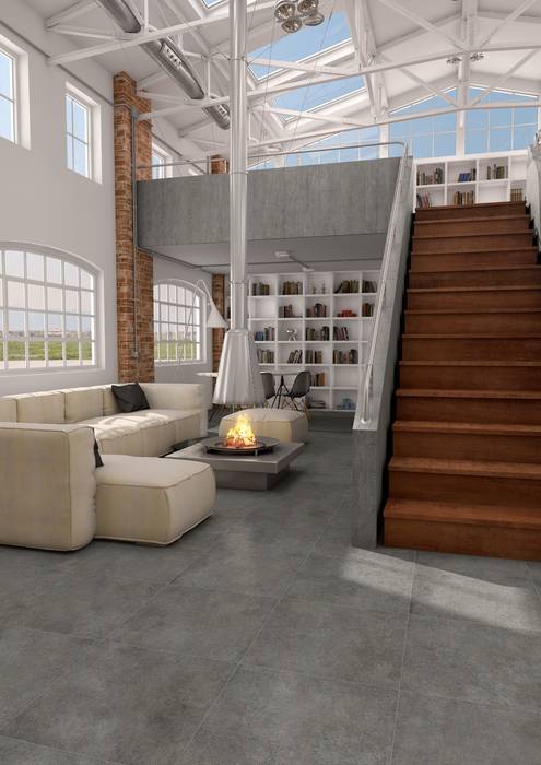 Stijlvolle ideeën met tegels voor de gehele woning , Sani-bouw Sani-bouw Industrial style living room Tiles