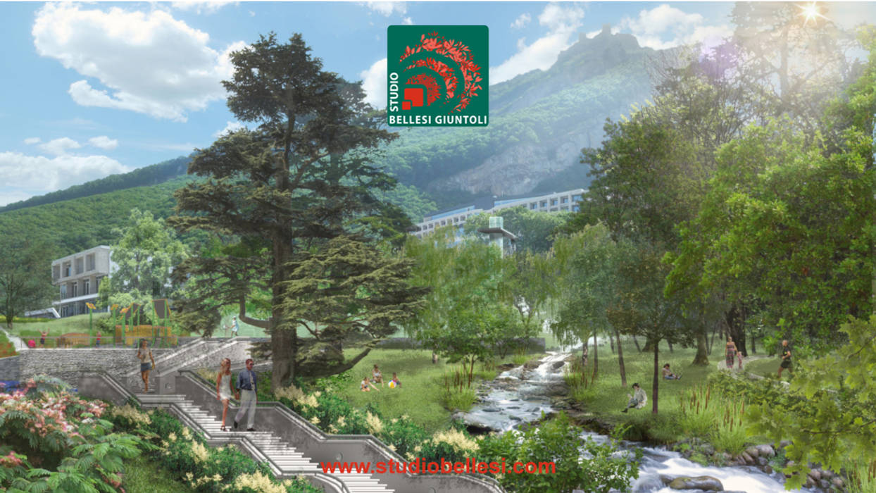 Parco del Qalaalti Hotel & Spa. Medical Center, Studio Bellesi Giuntoli Studio Bellesi Giuntoli Giardino in stile mediterraneo Pianta,Comunità di piante,Montagna,Cielo,Natura,Paesaggio naturale,Nuvola,Albero,Highland,Vegetazione