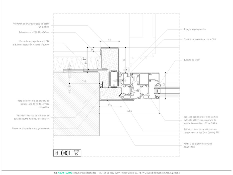 Carpinterías Convencionales - Detalle en planta mm ARQUITECTOS