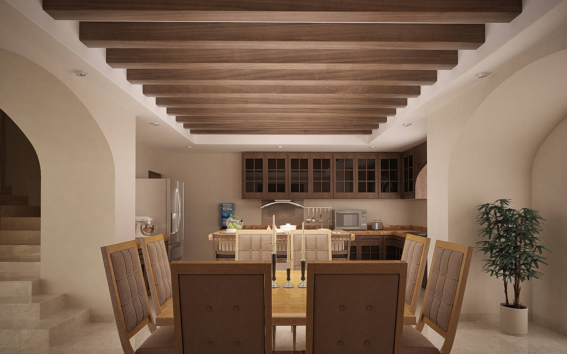 Casa San Lorenzo, Gestec Gestec Ruang Makan Klasik Kayu Wood effect
