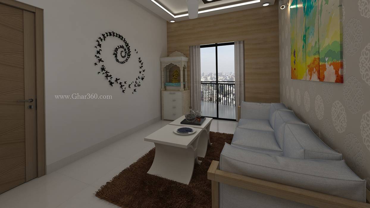Living Room - Pooja Mandir and Seating Ghar360 puja unit,seating
