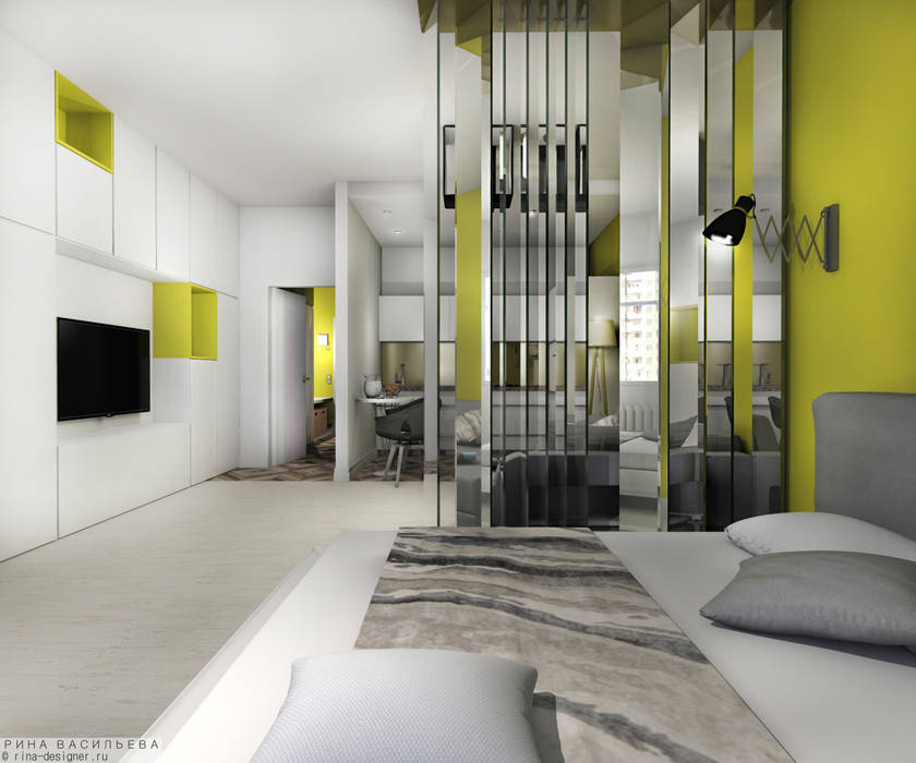 project yellow, дизайн интерьера Рина Васильева дизайн интерьера Рина Васильева Minimalistische Wohnzimmer MDF Gelb