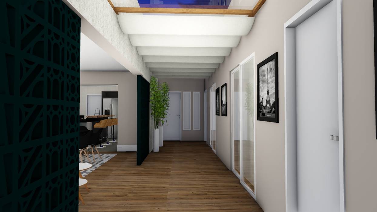 Residência rústica, Studio² Studio² Rustic style corridor, hallway & stairs