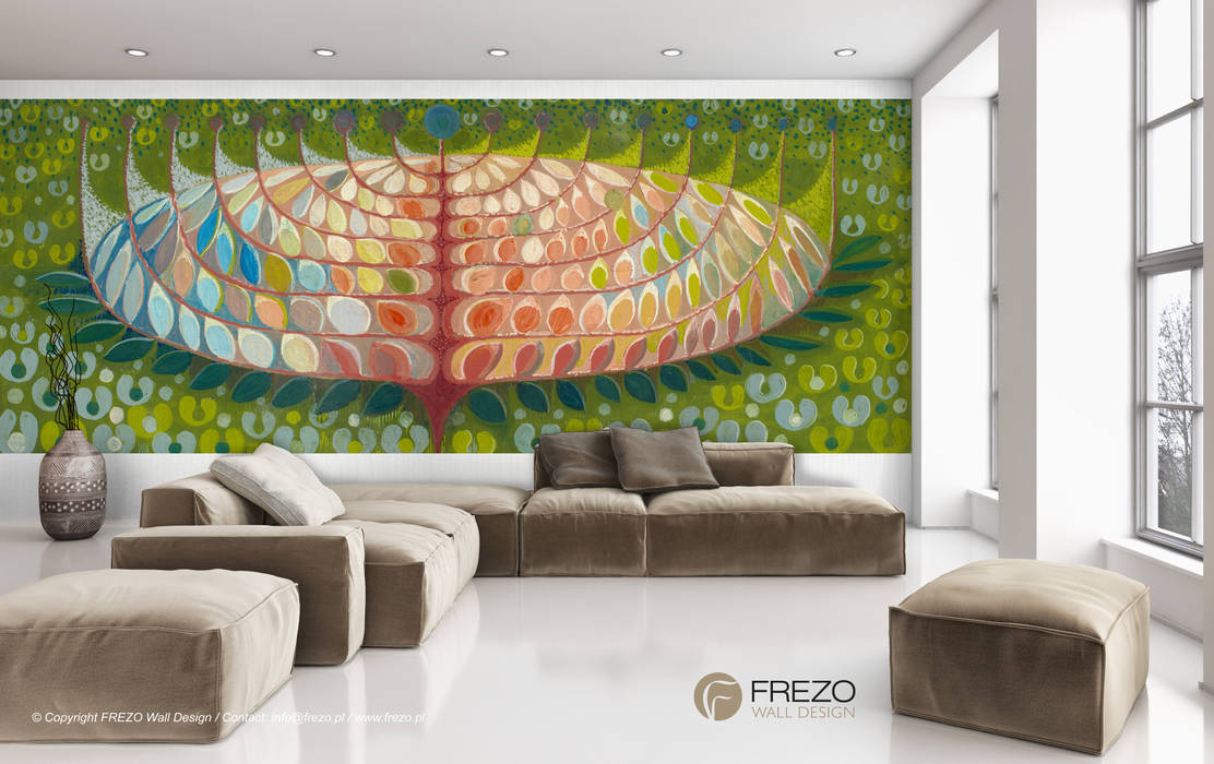 Tapeta "Pąk", FREZO Wall Design FREZO Wall Design Paredes e pisos modernos Têxtil Ambar/dourado Papel de parede