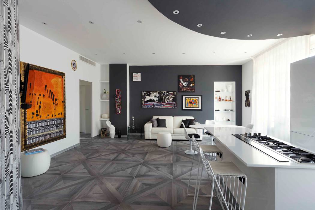 Casa anni 60 trasformata in moderno appartamento con living open space, Azzurra Lorenzetto Azzurra Lorenzetto