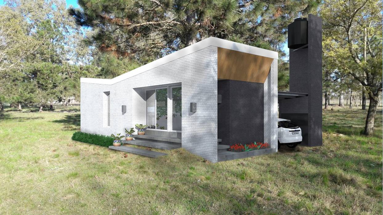 FACHADA / VIVIENDA F / EDICION CAPSULA / TU CASA homify Casas modernas Ladrillos