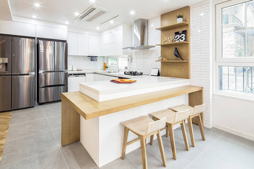 The Modern Square _용인 타운하우스, 지오아키텍처 지오아키텍처 現代廚房設計點子、靈感&圖片