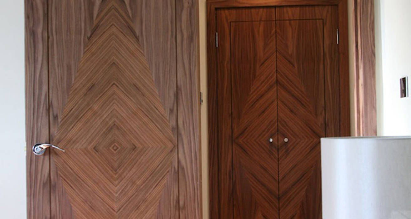 American black walnut inlayed doors Evolution Panels & Doors Ltd Modern windows & doors Wood Wood effect inlayed doors