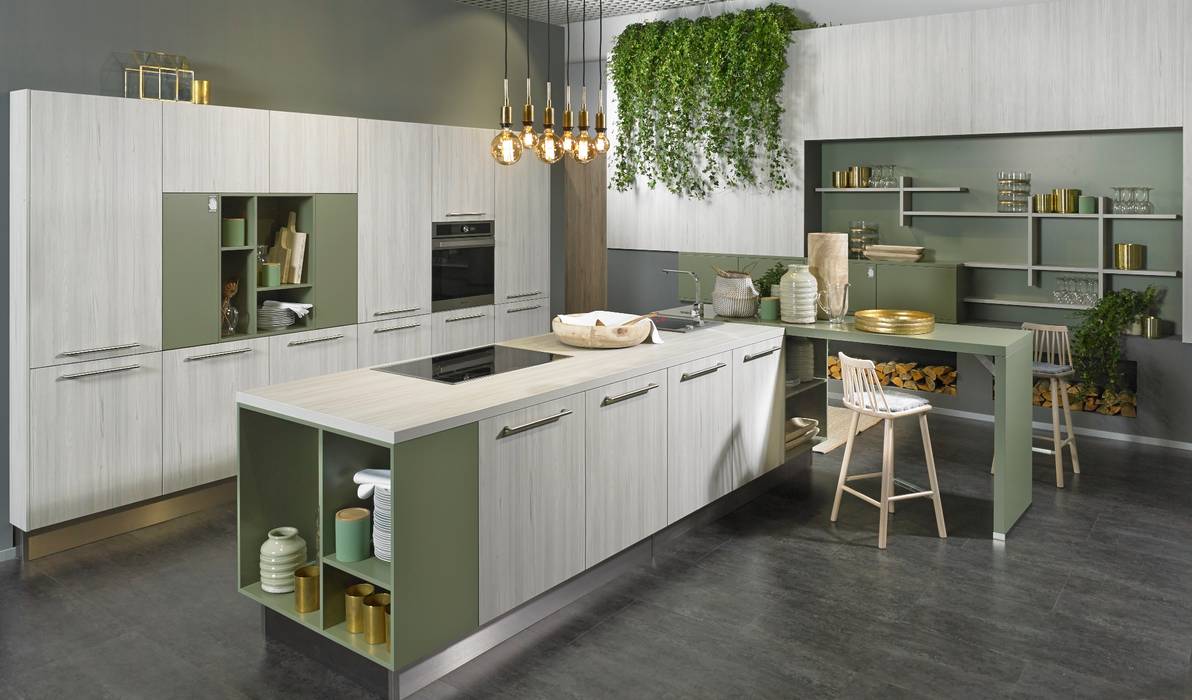 KOW Hausfair ALNO AG , ALNO North America ALNO North America Modern kitchen Engineered Wood Transparent Cabinets & shelves