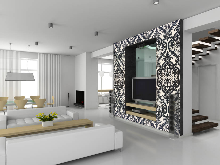 Decorative Tiles, Elalux Tile Elalux Tile Modern living room Marble White