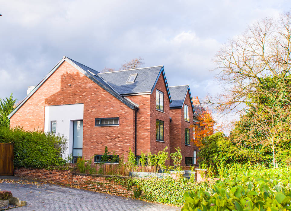 Project 313 Project 3 Architects Modern houses Bricks House. Home. Red brick. Aluminium window. Railway sleepers. Landscape