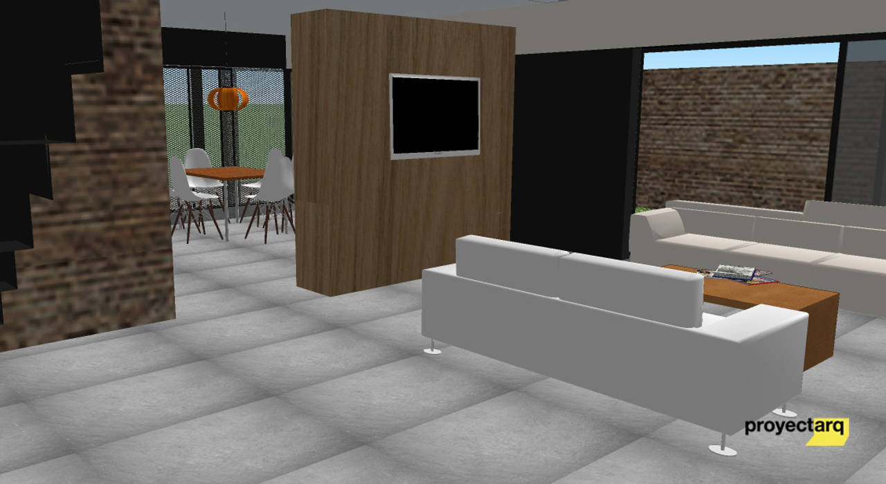 Vivienda GS Proyectarq Salones minimalistas Madera Acabado en madera living,interior,diseño interior,diseño interior