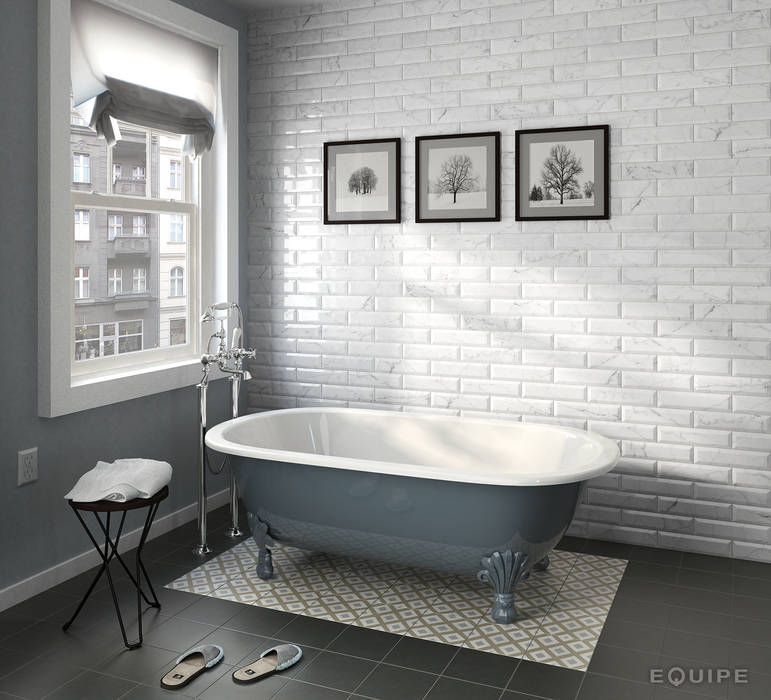 Carrara Metro 7,5x30 Equipe Ceramicas Baños de estilo moderno Cerámico bevel,elegance,bathroom,kitchen,wall tile,tile,ceramic,design,marble,indoor,modern,traditional,trend,vanguard,architect,brick,'