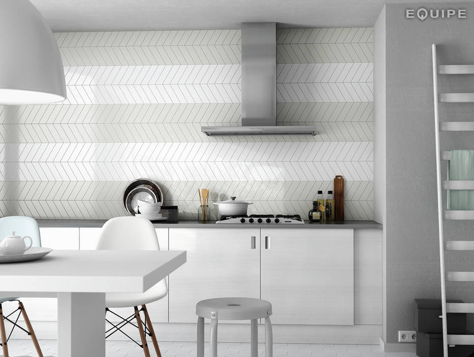 Chevron Wall Tile, Equipe Ceramicas Equipe Ceramicas モダンな キッチン セラミック