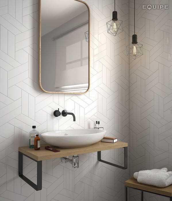 Chevron Wall Tile, Equipe Ceramicas Equipe Ceramicas Ванная комната в скандинавском стиле Керамика