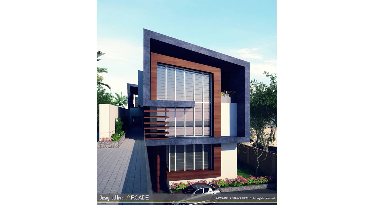 Back yard -street view ARCADE DESIGNS Modern Houses Wood Wood effect