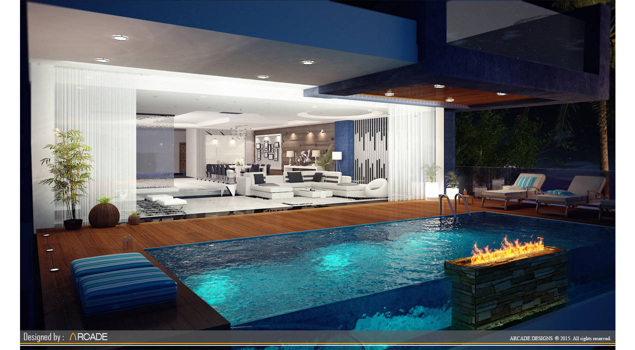 King Abdullah Kamel Beach Villa, ARCADE DESIGNS ARCADE DESIGNS Hồ bơi phong cách tối giản Gỗ Wood effect