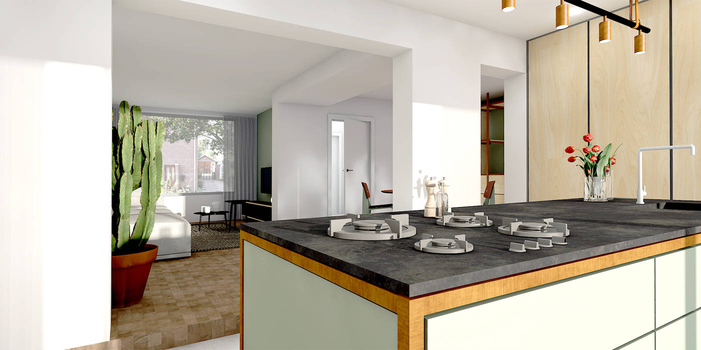 Vrijstaand woonhuis Susteren, De Nieuwe Context De Nieuwe Context Modern style kitchen Copper/Bronze/Brass