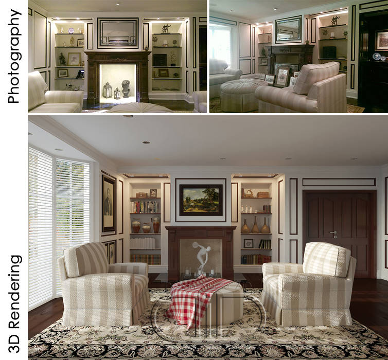 ​Interior Design and Rendering, Design Studio AiD Design Studio AiD Klasik Çalışma Odası Granit