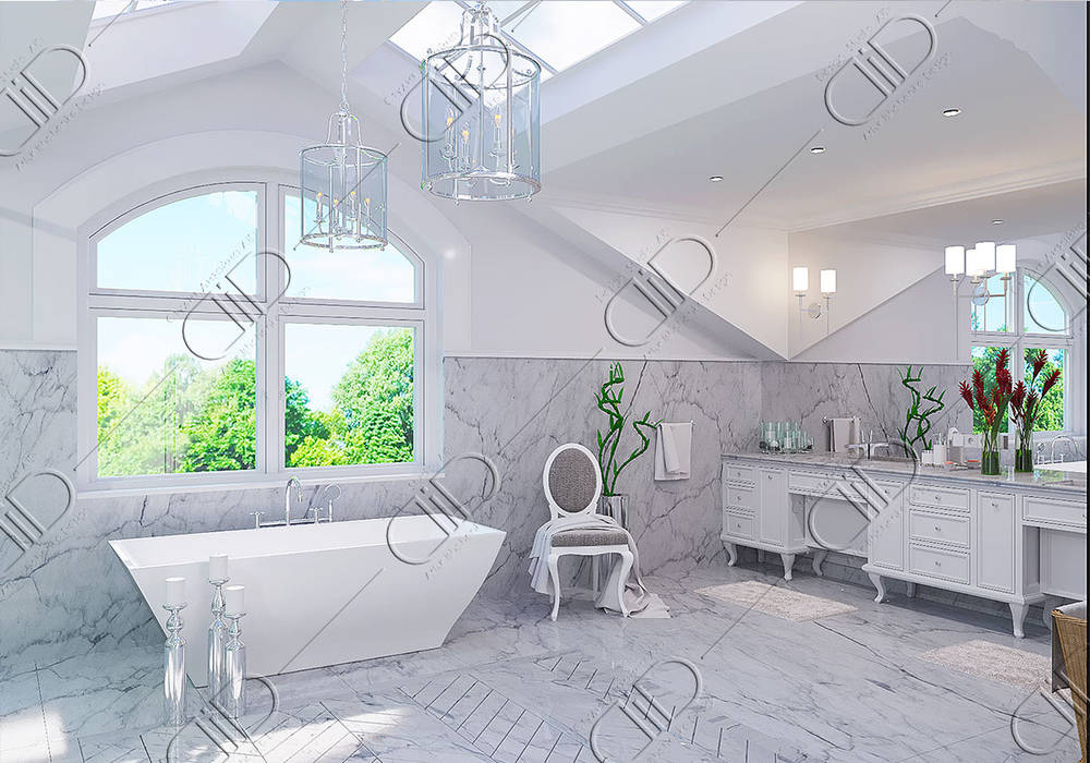 ​Interior Design and Rendering, Design Studio AiD Design Studio AiD 浴室 陶器