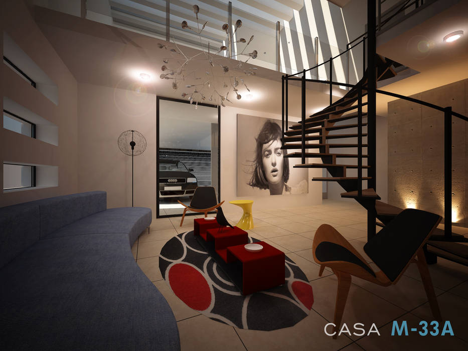 Interior sala Constructora Asvial - Desarrollador Inmobiliario Salones modernos Piedra