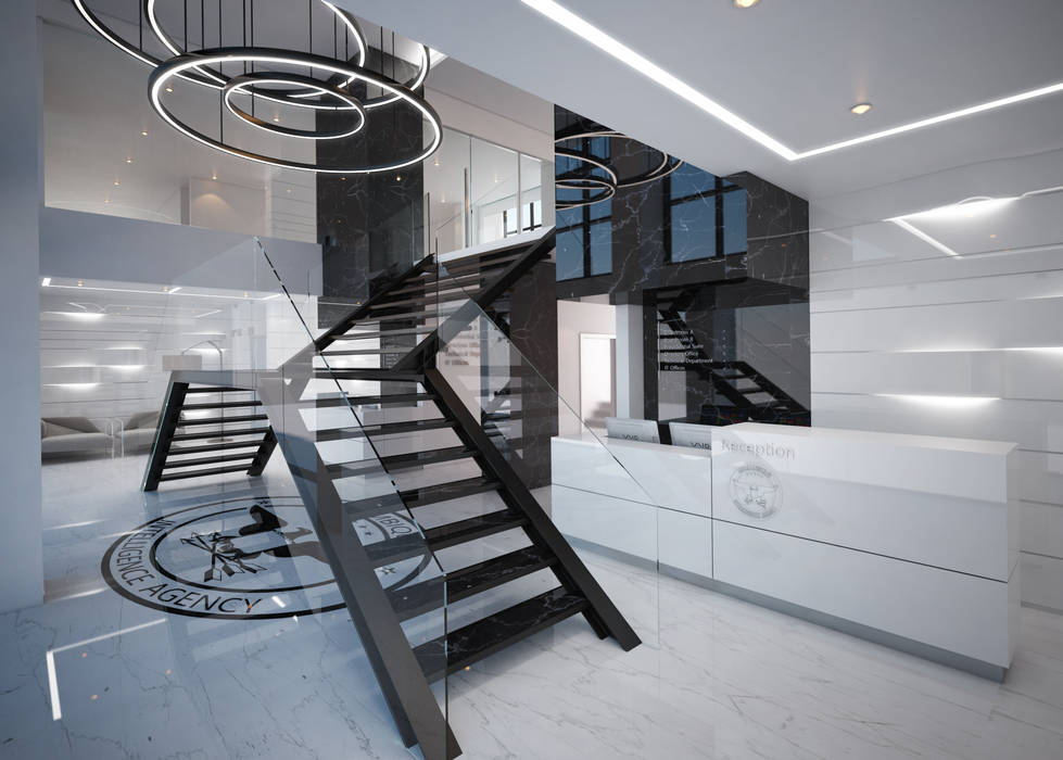 Southern Africa Residence , Liquidmesh Design Liquidmesh Design Modern Corridor, Hallway and Staircase Staircase,reception