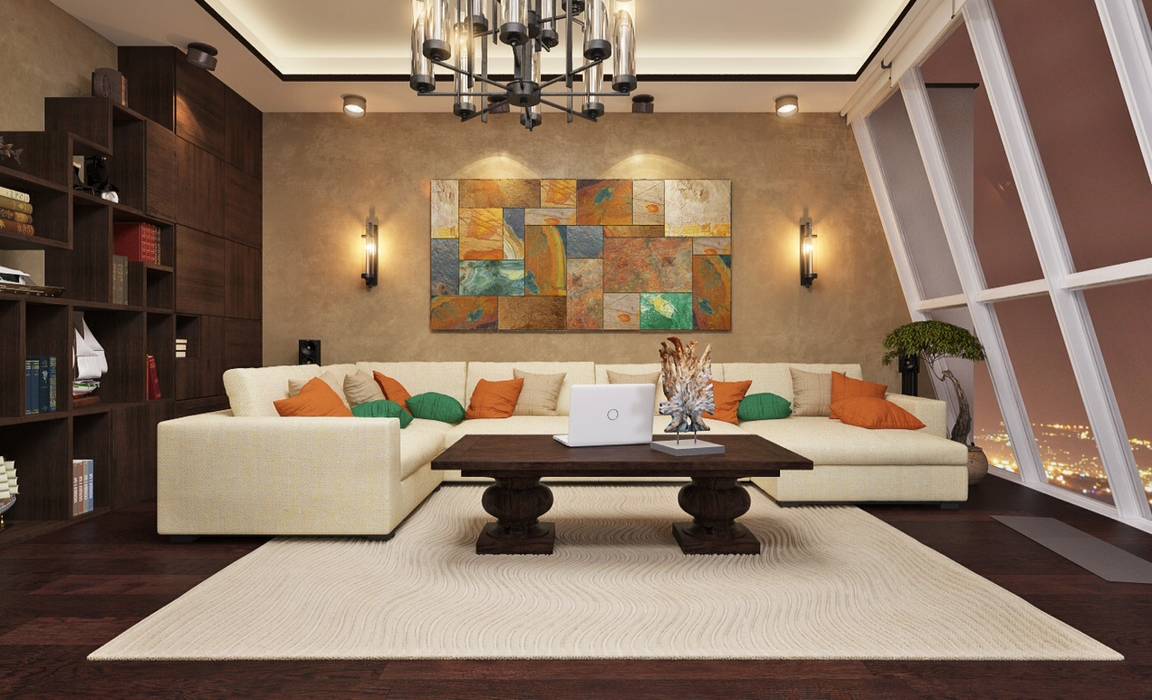 apartment with a splendid view on Moscow, Rubleva Design Rubleva Design Salas de estilo moderno