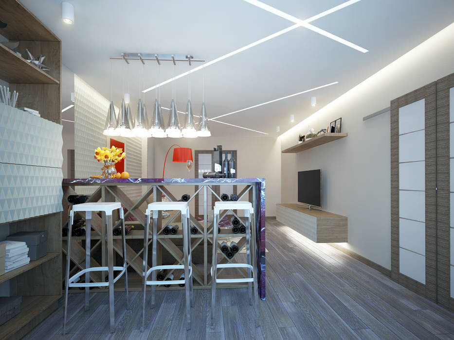 large apartment in a modern style in Moscow, Rubleva Design Rubleva Design ห้องนั่งเล่น