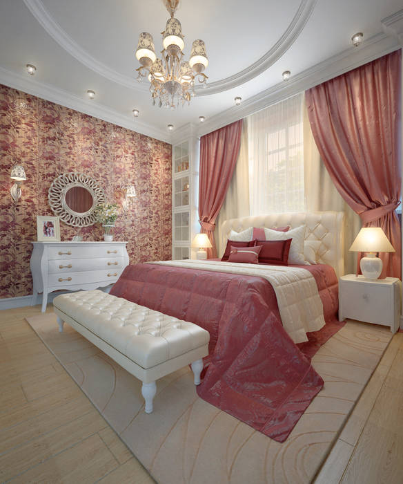 large apartment in classic style in Moscow, Rubleva Design Rubleva Design غرفة نوم