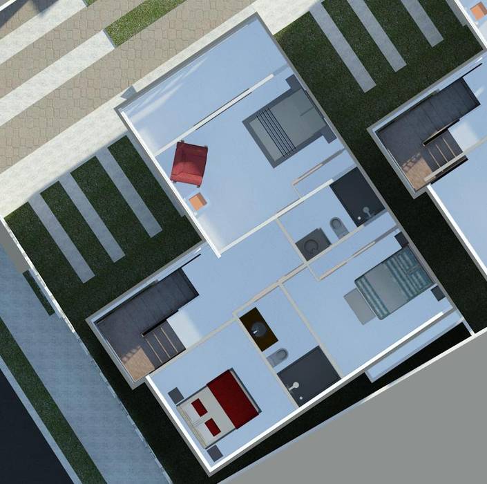 Planta alta (visualización de espacios) Diseño Store Dormitorios de estilo minimalista