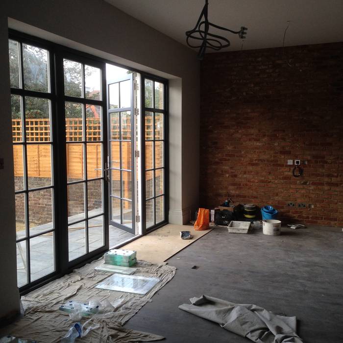 Family living room My-Studio Ltd Industrial style living room Bricks crittall,exposed brick,industrial,living room