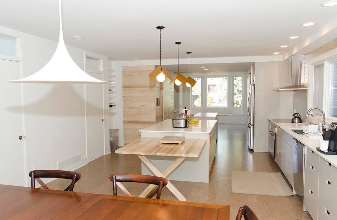 New Edinburgh Renovations, Jane Thompson Architect Jane Thompson Architect Kitchen Wood Wood effect Cabinetry,Table,Property,Countertop,Furniture,Kitchen sink,Kitchen,Chair,Wood,Lighting