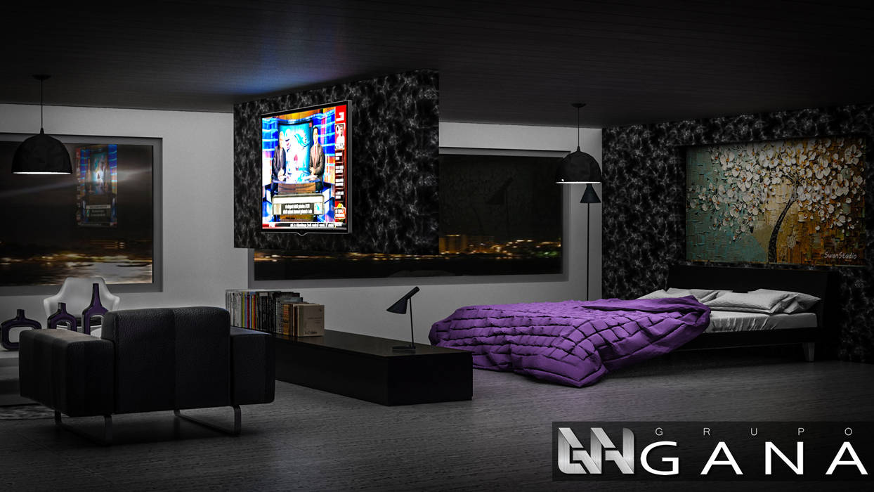 Habitación Principal, Grupo GANA, C.A. Grupo GANA, C.A. Modern style bedroom Granite Black